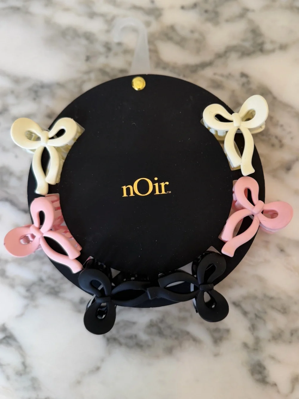 NWT nOir Coquette Bow Hair Claw Clips Set of 6 Pink Black Ivory Small Clips